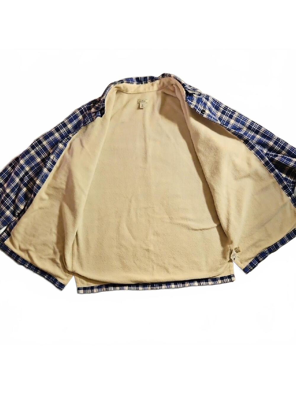 L.L.Bean Women's Medium Blue Plaid Button-Up Shirt Jacket - Picture 6 of 8